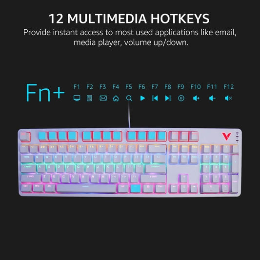 Rapoo V500Pro Full-Size Mechanical Gaming Keyboard, 104 Keys Anti-Ghosting