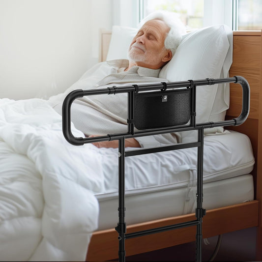 Bed Rails for Elderly Adults Safety - Adjustable Heights& Extendable Bed Side Rail, Foldable Bed Assist Bar, Heavy Duty for Senior, Fits Kin