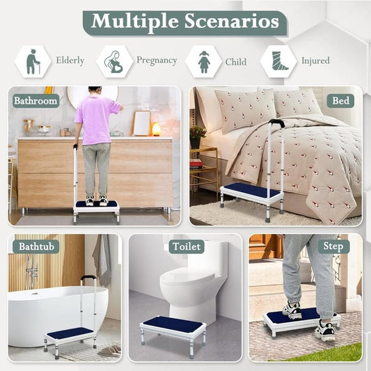 Step Stool with Handle Bed Steps for High Beds for Adults Elderly 3in1 Safety Bed Handle