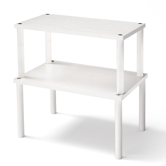 2-Tier Adjustable White Countertop Shelf Organizer For Kitchen/Bathroom/Vanity  Strong Construction & Non-Slip Design  Easy Assembly